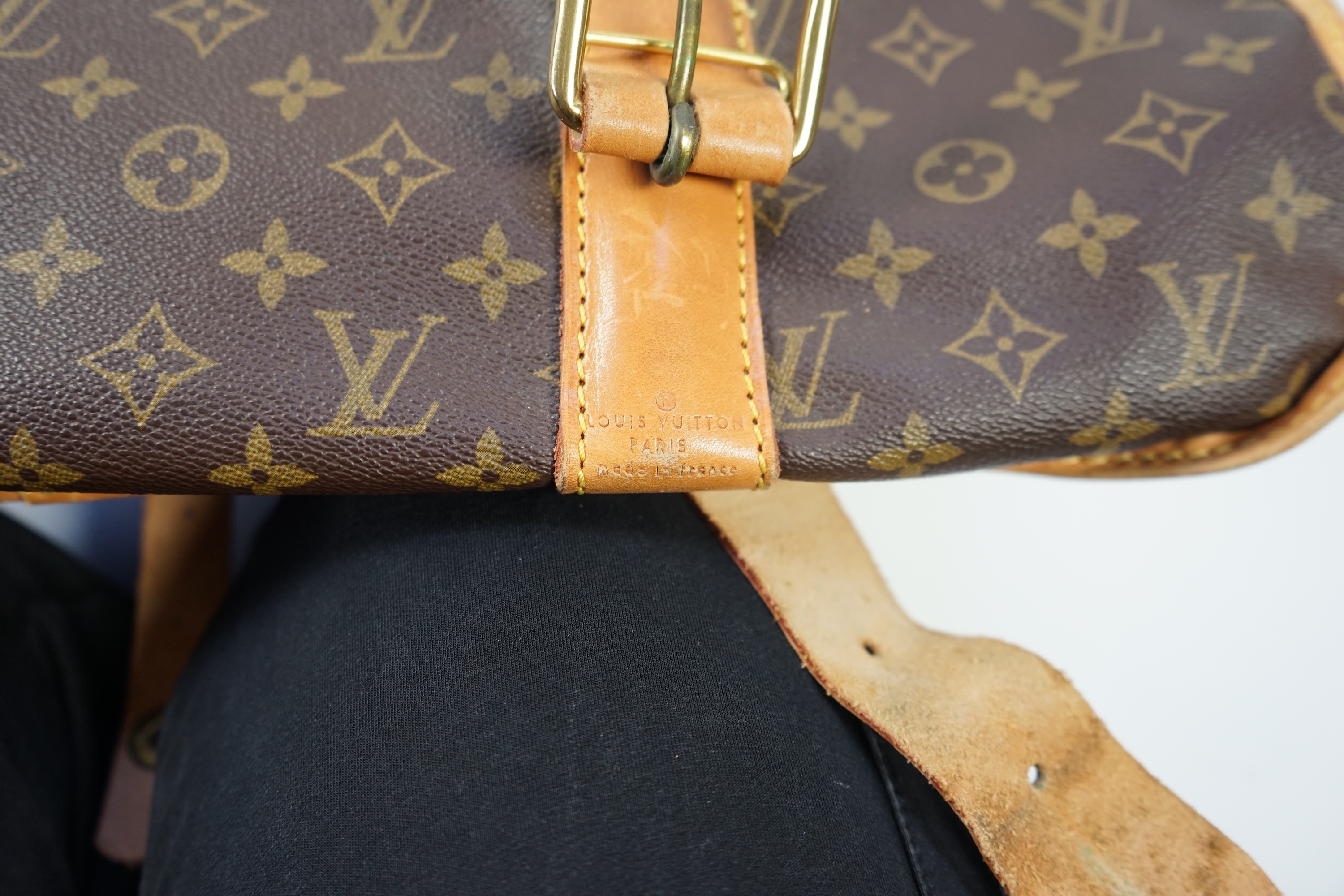 A Louis Vuitton monogram canvas and leather travel bag, 60cm x 53cm x 20cm closed